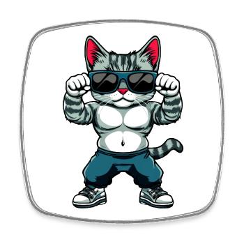 Fitness Cats - Square fridge magnet - white - Front