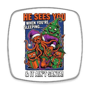 He Sees You Horror Christmas - Viereckiger Kühlschrankmagnet - Weiß - Vorne