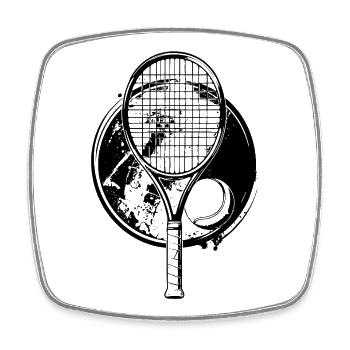 Tennisschläger Tennisball einfarbig schwarz Tennis - Viereckiger Kühlschrankmagnet - Weiß - Vorne