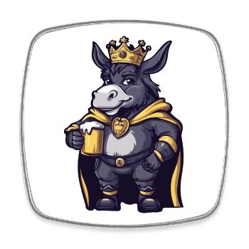 Donkey Beer King - Square fridge magnet - white - Front