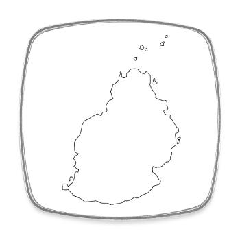 Mauritius outline map - Square fridge magnet - white - Front