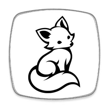Süßer Fuchs – Minimalistische Silhouette - Viereckiger Kühlschrankmagnet - Weiß - Vorne