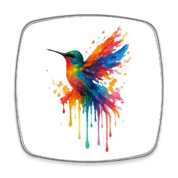 Kolibri-Pop-Art-Aquarell - Viereckiger Kühlschrankmagnet - Weiß - Vorne