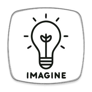Lichtidee Funken Icon - Viereckiger Kühlschrankmagnet - Weiß - Vorne