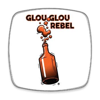 GlouGlou Rebel Bottle Burst - Square fridge magnet - white - Front