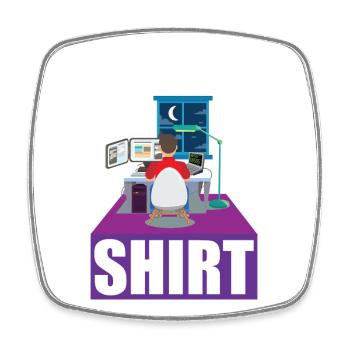 Night Shift Coder Programmer Desk Graphic - Square fridge magnet - white - Front