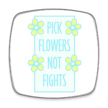 Cueillez des fleurs, pas des disputes, fleurs Paix Logo drôle - Magnet carré - blanc - Devant