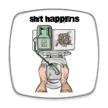 Klo Telefon Shit happens - Viereckiger Kühlschrankmagnet - Weiß - Vorne