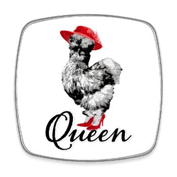 Fans de poulet - Coq - Coq - Poulet de soie - Bio - Magnet carré - blanc - Devant