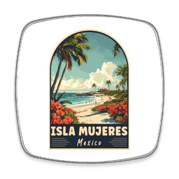 Découvrez le paradis tropical d’Isla Mujeres, Mexique - Magnet carré - blanc - Devant