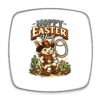 Happy Easter Ostern Cowboy Lasso retro - Viereckiger Kühlschrankmagnet - Weiß - Vorne