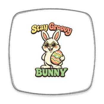 Stay Groovy Bunny Easter Easter Bunny - Square fridge magnet - white - Front