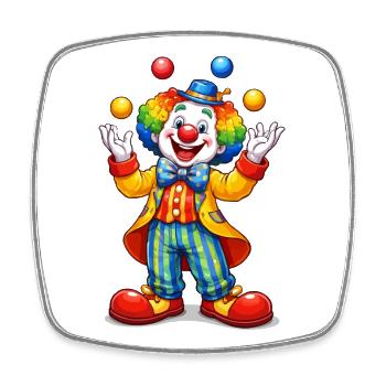 Circus clown in rainbow outfit - Square fridge magnet - white - Front