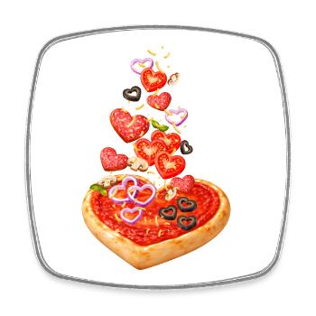 Pizza in Herzform mit Salami Illustration - Viereckiger Kühlschrankmagnet - Weiß - Vorne