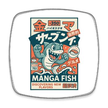 Manga Fish - Magnet carré - blanc - Devant