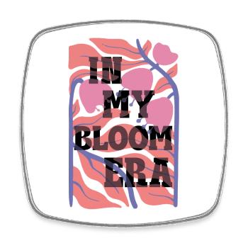 Bloom Nebula Floral Text Art - Square fridge magnet - white - Front