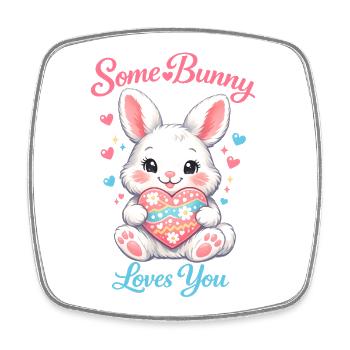 Osterhase in der Brusttasche - Viereckiger Kühlschrankmagnet - Weiß - Vorne