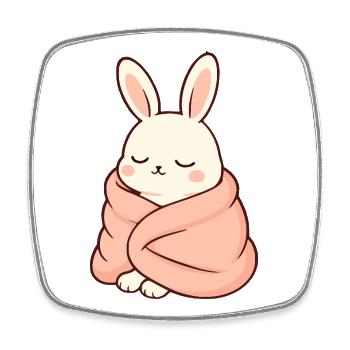 Sleeping bunny in cuddly blanket - Square fridge magnet - white - Front