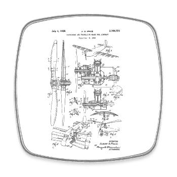 Brevet d’avion vintage – Conseil technique aéronautique - Magnet carré - blanc - Devant