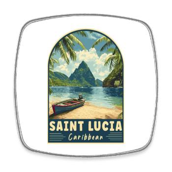 Erkunde das tropische Paradies der Karibik von Saint Lucia - Viereckiger Kühlschrankmagnet - Weiß - Vorne
