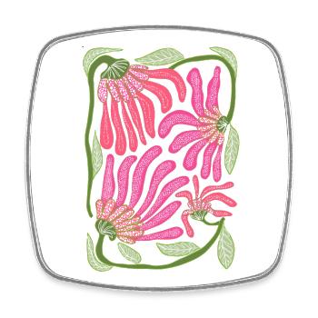 Design floral bohème rose dessiné à la main - Magnet carré - blanc - Devant