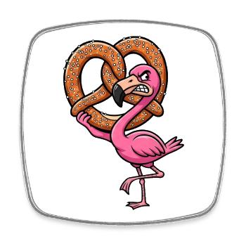 Süßer Flamingo Cartoon Brezel Bayern Bayrisch - Viereckiger Kühlschrankmagnet - Weiß - Vorne