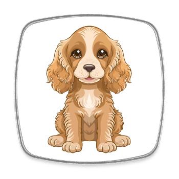 Dessin animé mignon de chiot Cocker Spaniel - Magnet carré - blanc - Devant