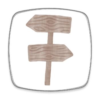 Woodland Signpost Wood Grain Graphic - Square fridge magnet - white - Front