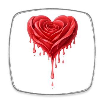 Red Rose in Heart Shape Illustration - Square fridge magnet - white - Front