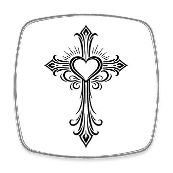 Kreuz Herz Liebe - Viereckiger Kühlschrankmagnet - Weiß - Vorne
