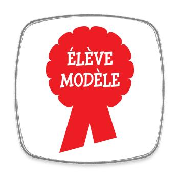 Badge Élève Modèle : Récompense Scolaire Vintage - Magnet carré - blanc - Devant