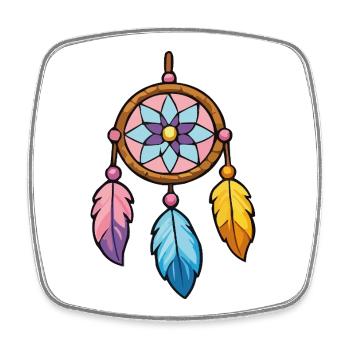 Colorful Dreamcatcher with Flower Star - Square fridge magnet - white - Front