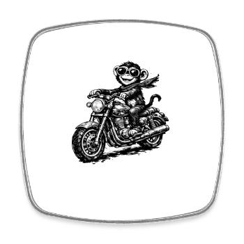 Style croquis de singe sur moto - Magnet carré - blanc - Devant