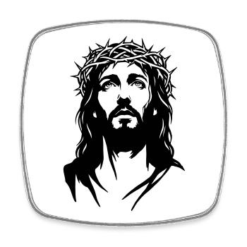 Silhouette de Jésus-Christ - Magnet carré - blanc - Devant