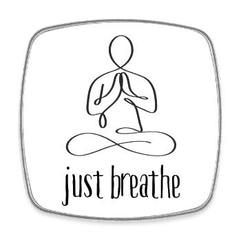 Nur Atmen - Yoga Zen Linienfigur in Meditation - Viereckiger Kühlschrankmagnet - Weiß - Vorne
