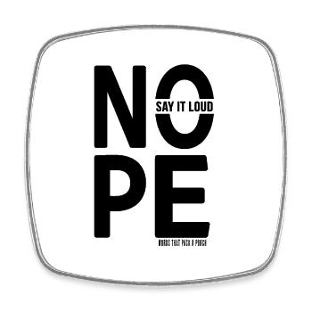 NOPE Minimalist Typography Statement Design - Square fridge magnet - white - Front