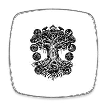 Yggdrasil-Lebensbaum-Wikinger-Design - Viereckiger Kühlschrankmagnet - Weiß - Vorne