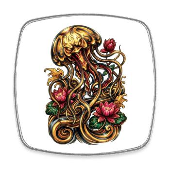Jellyfish Tattoo Aesthetic Graphic - Square fridge magnet - white - Front