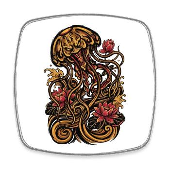 Jellyfish Tattoo Aesthetic Graphic - Square fridge magnet - white - Front