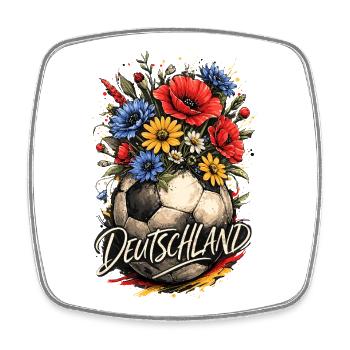 Floral Fußball Ball Deutschland - Viereckiger Kühlschrankmagnet - Weiß - Vorne