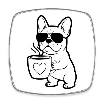 Résumé du Frenchie Dog Coffee - Magnet carré - blanc - Devant