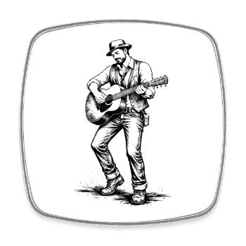 Vintage Gitarrist Noir Illustration - Viereckiger Kühlschrankmagnet - Weiß - Vorne