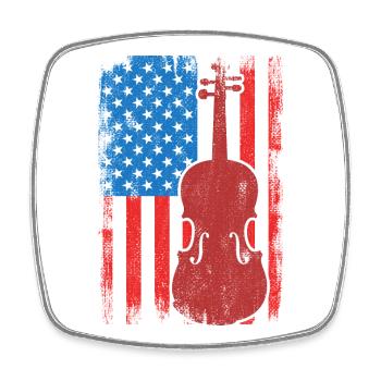 Patriotic US violinist - Square fridge magnet - white - Front