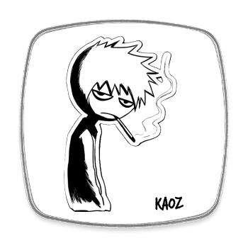 Black and white sketch: melancholic type - Square fridge magnet - white - Front