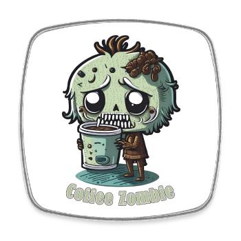 Kaffeemonster  - Koffein Zombie - Morgenmuffel - Viereckiger Kühlschrankmagnet - Weiß - Vorne