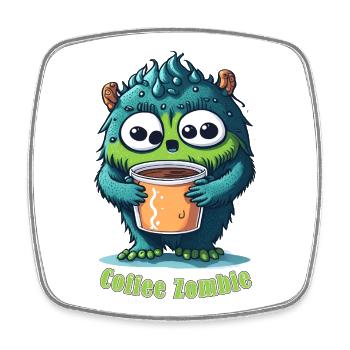 Kaffeemonster  - Koffein Zombie - Morgenmuffel - Viereckiger Kühlschrankmagnet - Weiß - Vorne