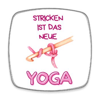 Stricken ist das neue Yoga - Viereckiger Kühlschrankmagnet - Weiß - Vorne