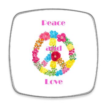 Flowers Peace Sign - Square fridge magnet - white - Front