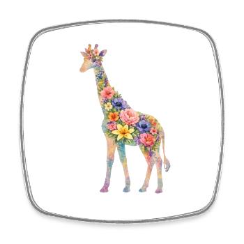 Giraffe Silhouette Blumen - Viereckiger Kühlschrankmagnet - Weiß - Vorne