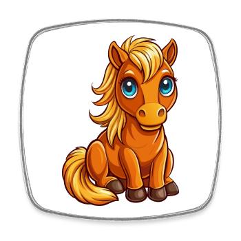 Cute horse sitting - Square fridge magnet - white - Front